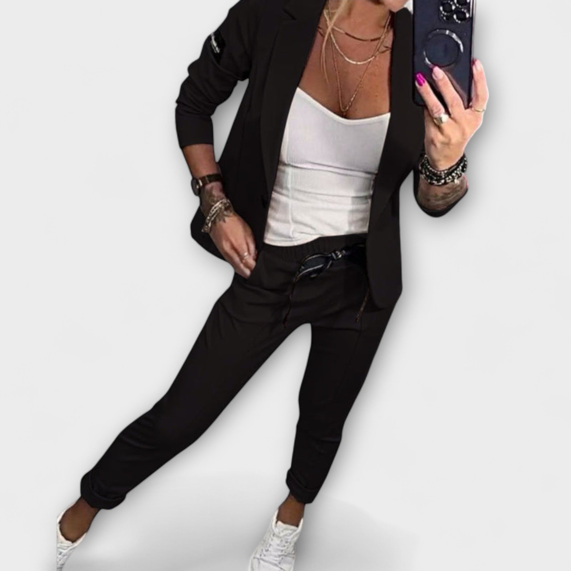 Vionne | Elegancka Kombinacja Bluzki, Kurtki i Spodni