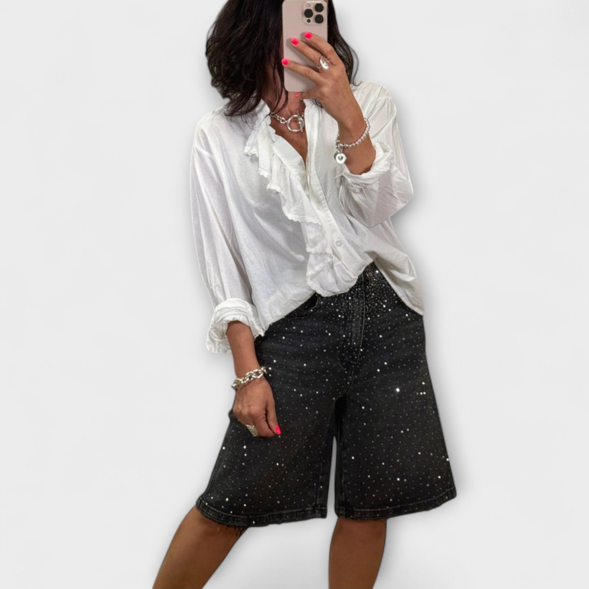 Spodenki bermudy z dekoracjami Swarovski