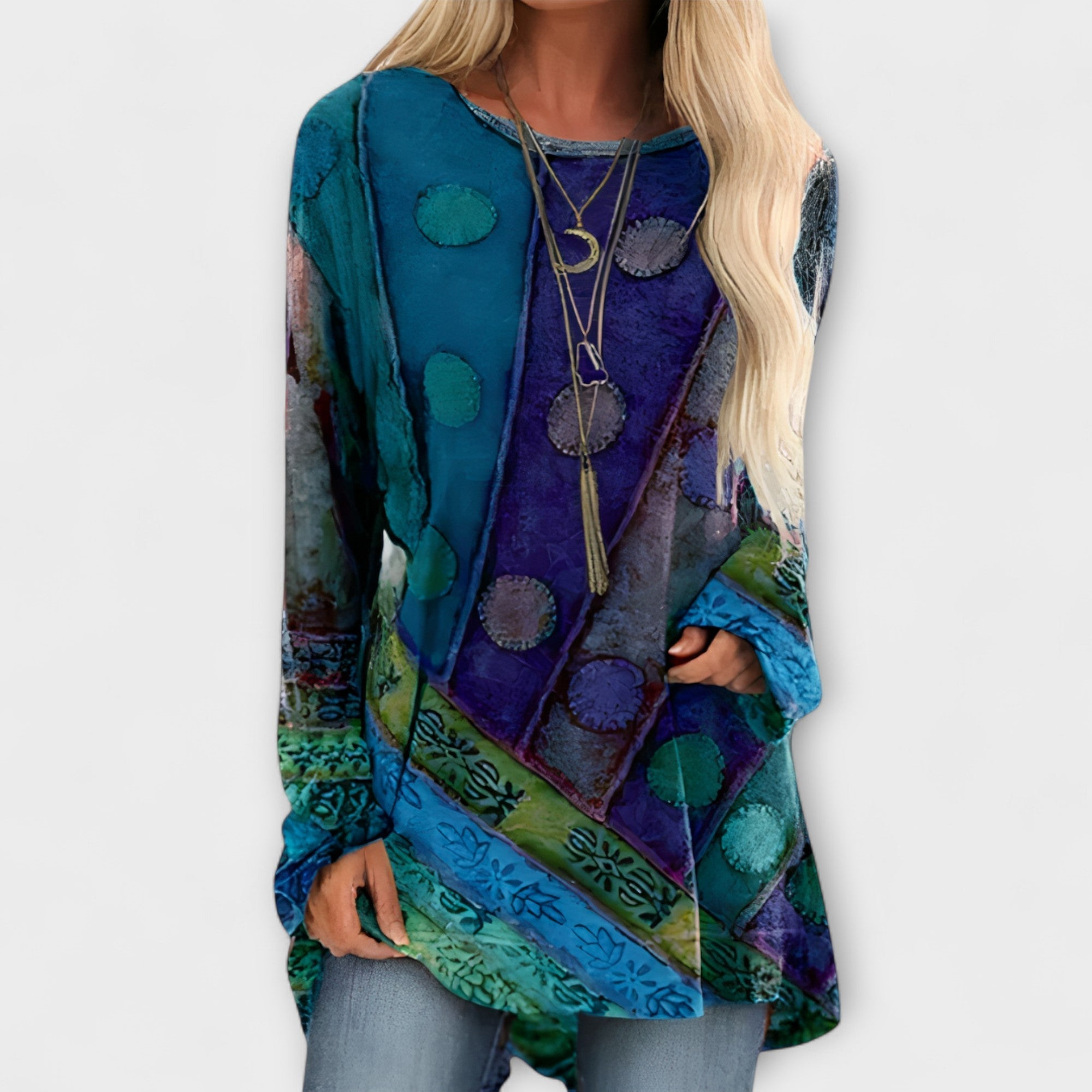 Stylowa koszula damska z etnicznym nadrukiem