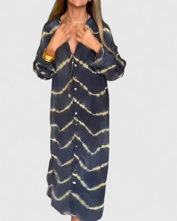 Loti - Elegancka sukienka maxi w boho paski