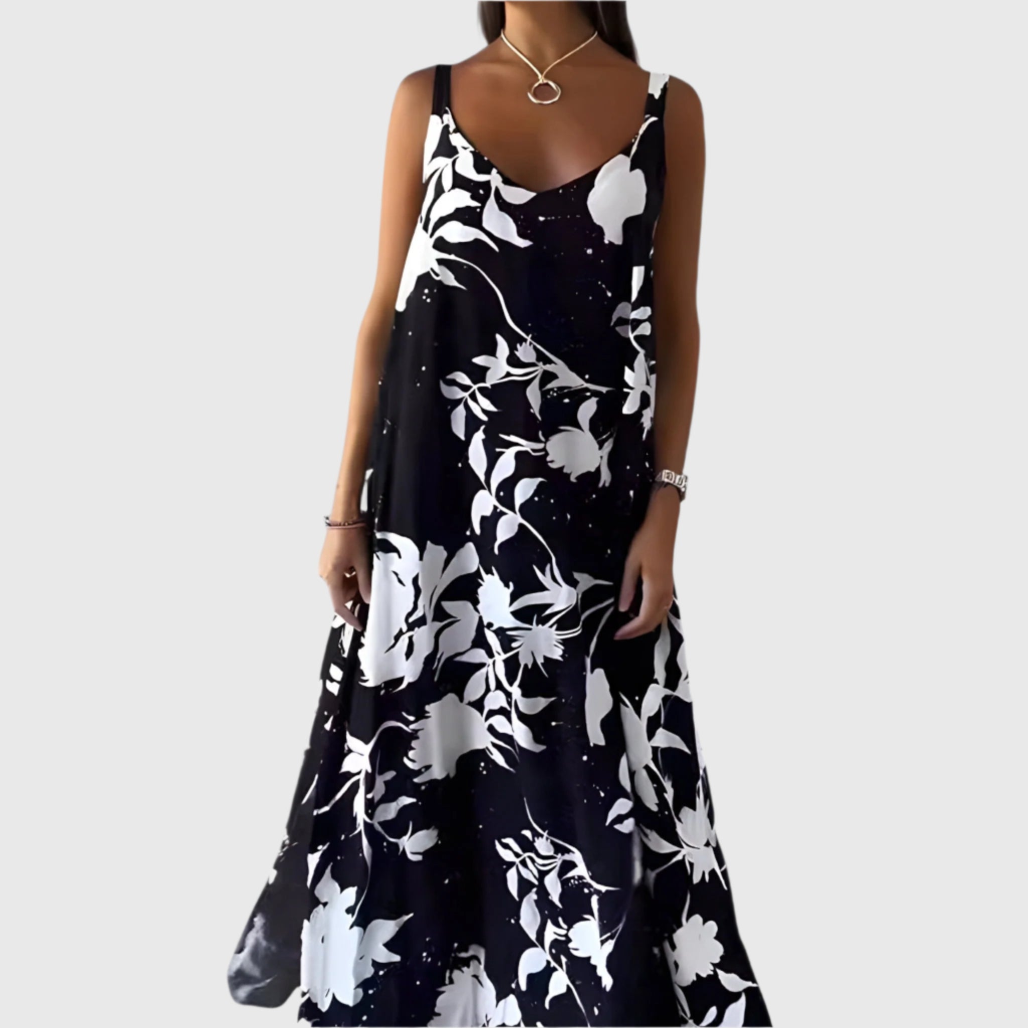 Tarin - Letnia sukienka w kwiaty bez rękawów