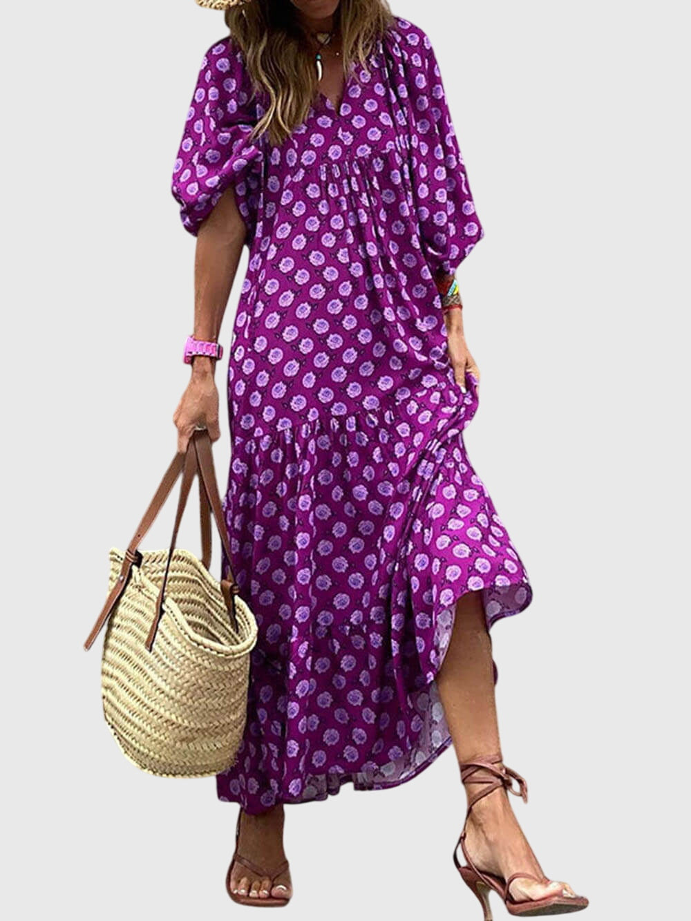 dawn - elegancka, szeroka sukienka maxi