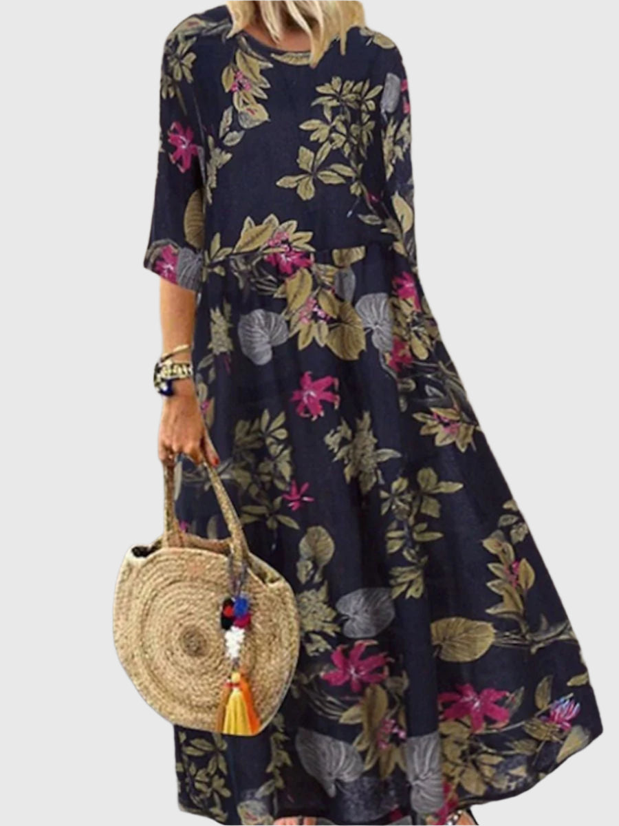 Judith - Sukienka z okrągłym dekoltem w kwiaty